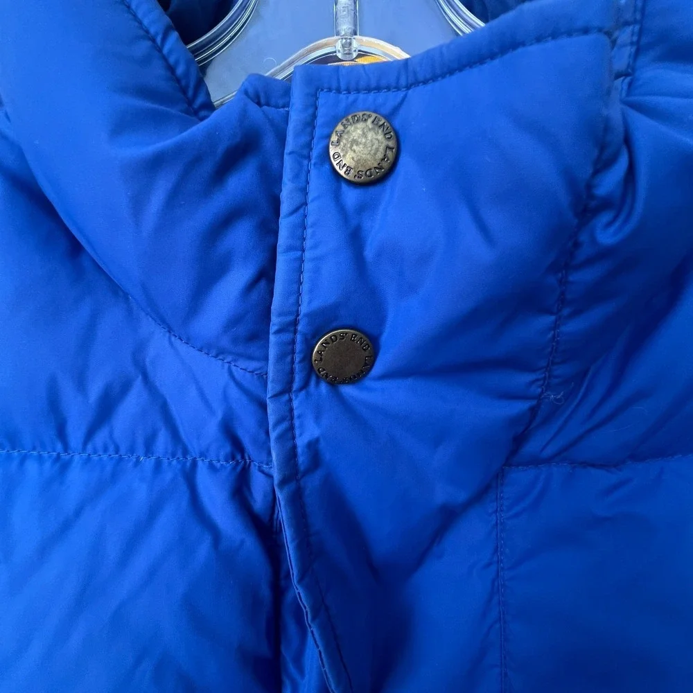 Lands' End Down Puffer Vest Blue Men's Small 34 36 Snap Front Outdoor‎ Winter
